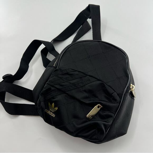 Adidas Originals Mini Backpack H09038 Black and Gold Bag Women’s - Picture 2 of 9